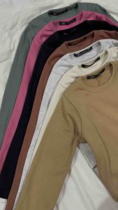 COD | BASIC CREWNECK LONGSLEEVES TOP COTTON RIBBED KNITTED FITS UP TO LARGE