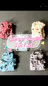 \"NCC\" Usia 2-15 Bulan Setelan Jumper Baby Perempuan JEJE By Little Koda Jumpsuit Plus Celana dan Headband Oneset Baju Bayi Cewek Murah