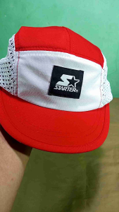 topi running caps merah putih outdoor dewasa