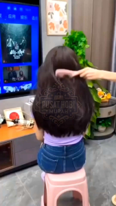 ML-909 POURCARE Sisir Catok Pelurus Rambut Hair Straightener Brush 45W Suhu 200°C Anti Panas