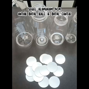SEGEL ALUMINIUM FOIL SEAL INDUKSI BOTOL KALE CANTIK 250ml 350ml 500ml 1liter diameter 4cm botol kopi jamu susu dll DISTRIBUTOR GROSIR BOTOL TOPLES JAR MURAH jayastore18