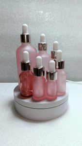 Pink Serum Glass Bottle with Rose gold dropper