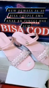 Sandal Heels Selop Wanita Dewasa Hak 5CM Motif Permata 01