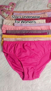 12pcs Underwear For Ladies Plain Color Comportable Stretchable 1size Per Pack Random color Good Quality