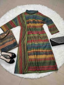 Mersy Dress - Premium Midi Dress Motif Pelangi Abstrak Retro Terbaru