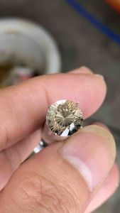 mặt nhẫn dân chuyền trang sức bằng đá thạch anh màu khói thật cắt giác dk 9mm