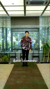 WAKATOBI burgundy kemeja batik pria lengan panjang/ kemeja batik burgundy pria berlapis furing formal kasual kerja kondangan seragaman