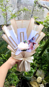 Buket Hari IBU Buket Uang Dan Snack Kosongan 3 Stik Dan 3 Lembar Tinggal Isi Gratis Kartu Ucapan Bunga