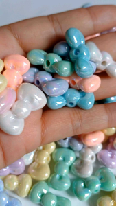 5pcs Pastel Ribbon Plain Rainbow Beads