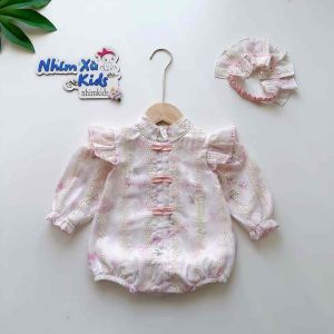 (3-12kg) Body Ren Thêu Hồng NHÍM XÙ KIDS Cho Bé Gái Sơ Sinh Đầy Tháng Thôi Nôi Sinh Nhật B134