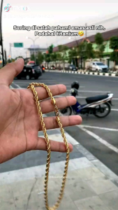 KALUNG TITANIUM GOLD PRIA-WANITA MOTIF RANTAI TAMBANG ANTI KARAT
