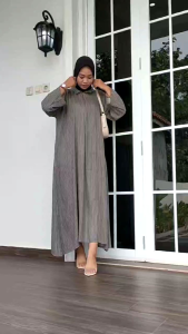 gamis MIDI dress terbaru remaja motif salur kekinian