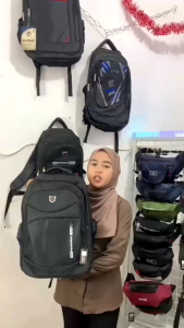 Ransel Tas Pungggung Laptop Pria PEGE Altezza Warna Hitam Model Polos Free Raincover - PG 15