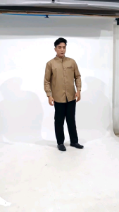 Kemeja Koko Pria Lengan Panjang Muslim Kemko Cowok Gamis Bigsize Jumbo Baju Katun MLXL2XL3XL4XL5XL6XL7XL Navy Terbaru