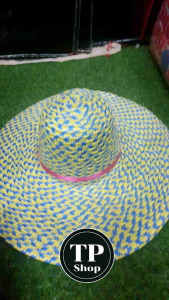 หมวกสานไนลอนแบบหนา 18นิ้ว คละสี 1ใบ วัสดุเนื้อไนลอนพลาสติกแบบหนา ใช้ทำงานทั่วไป กันแดด ไปสวน ไปไร่ ไปนา