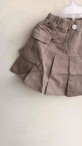 Setelan anak perempuan kengsi list black skort cream 2688 import