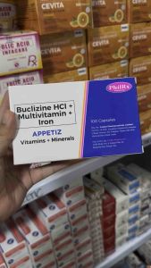 APPETIZ Buclizine + Multivitamins + Iron 100 Capsules Appetite Stimulant Pampagana Kumain