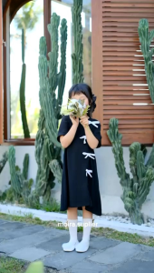 DRESS ANAK JAVEERA KOREAN STYLE PITA LUCU CRINKLE PREMIUM