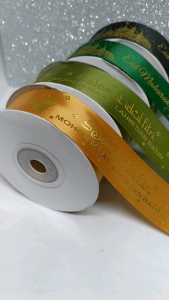 Pita Lebaran Eid Mubarak Hampers Kado Idul Fitri Meteran/Pita Parcel/Pita Sablon Gold