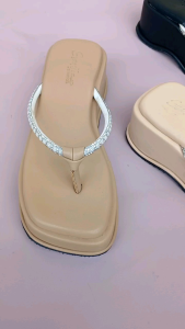 Syaqilla Sandal Wanita Jepit Mutiara Flatform 5cm A17