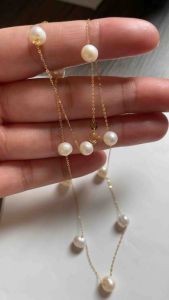 PAWNABLE Fresh Water Pearl Bracelet/Necklace in 18K Gold Setting