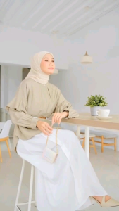 Emikoawa Blouse Anya - Atasan Lembut Cotton Linen Korea