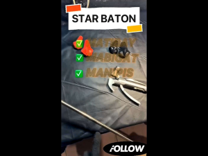Star Baton with Stainless Stick Ultra Thin Tip & w/ Stick Available 20 - 22 - 23 - 25 - 27 inches Size