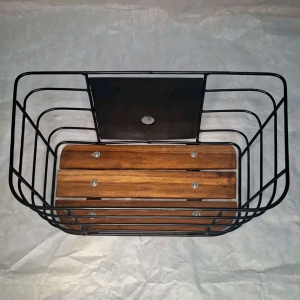 Keranjang Klasik Frontblock Alas Kayu Sepeda lipat SELI keranjang besi Frontblok Front Block