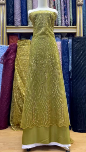 Murah! Kain Tulle Bordir Salur Motif Mewah Full Payet