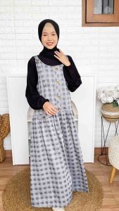 (8-14 tahun) GD 980 Baju Muslim Gamis Overall Anak Remaja Perempuan Cisa Dress  Hitam by Cutetrik