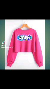 N2-SWEATER KROP TOP PINK ZUMBA PARTY SHOW BISA CUSTOM