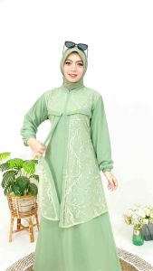 Gamis Dress Rinjani - Ceruty Mix Brukat Gamis MuslimGamis wanita Gamis Termurah Viral
