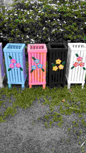 ที่เก็บไม้กวาด ที่ใส่ไม้กวาดสีสัน ติดดอกเอง