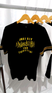Kaos Lebaran Cotton Combed 24s Motif Istighfar Alhamdulillah Life is short dan Bismillah/Kaos Dakwah Sablon List Lengan/Kaos Distro Istghfar/Kaos Distro Alhamdulillah/Kaos Distro  Life  is Short/Kaos  Distro Bissmillah