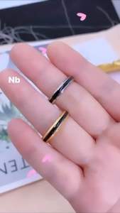 Cincin Couple Titanium Premium Lapis Emas 18K Termurah Warna Hitam Gold dan Silver CXB419