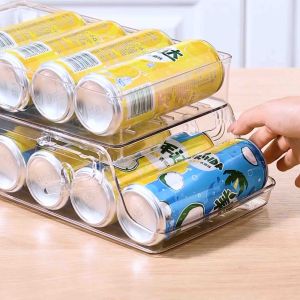 Fridge Can Organizer 2 Layer Auto Rolling Drink Storage Box Beverage Dispenser Rack Double Tier Holder