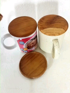 Satu Set Coaster/Tatakan Plus Tutup Gelas/Mug Kayu Jati