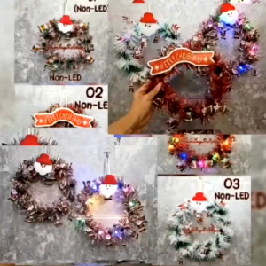 KRANS NATAL SANTA CLAUS 25CM / KRANS NATAL LED DAN NON LED / GANTUNGAN PINTU NATAL SLINGER / HIASAN NATAL / WEARH MERRY CHRISTMAS / CHO6917