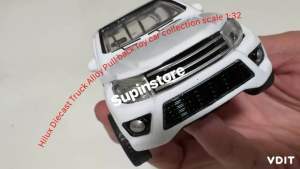 Diecast Hilux 4x4 Model Car 1:32 Scale Alloy Toy Pull Back Open Door Pickup Truck Kereta Mainan