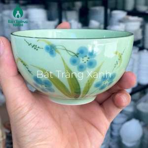 Mua lẻ bát đĩa tô chén ăn cơm Bát Tràng xanh ngọc vẽ tay chuồn hoa - Hàng nung khử dùng được cho máy rửa bát và lò vi sóng