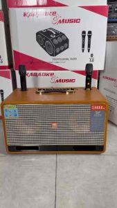 LOA KARAOKE XÁCH TAY JBL BASS 20CM THÙNG GỖ BỌC DA KẾT NỐI BLUETOOTH TẶNG KÈM 2 MICRO CAO CẤP
