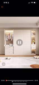 [SG Seller] Light luxury glass sliding door wardrobe modern and simple