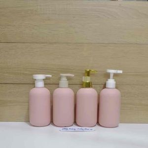Chai nhựa HDPE dáng Bầu Tròn 300ml Màu Hồng- Đựng dầu gộisữa tắmkem body - Chất lượng - Hàng Đẹp