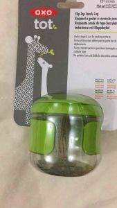 Oxo Tot Flip-Top Snack Cup Green: Compact Snack Holder for Travel