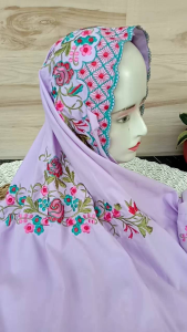 MUKENA DEWASA TERUSAN BAHAN KATUN MIKRO KAIN WARNA LILAC & PINK