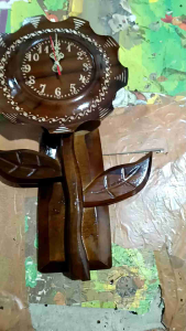 Jam Dinding Model Bunga Bahan Kayu Jati