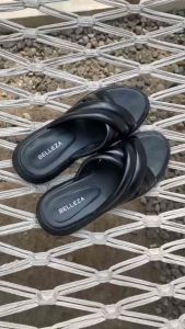 BELLEZA KANNA Sandal Platform Wanita Sendal Wedges Wanita Empuk Warna Hitam Black Model Silang Double dua Strap Sandal Cewek Slop Beleza Belezza Bellezza Yuk White Putih Sendal Sandal Premium Kekinian Terbaru Shoes Mall Official Store