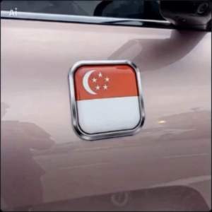 Singapore Flag Car Magnet 3D Effect Fridge Magnet | National Day Car Decoration | Strong Magnetic Sticker | Souvenir Gift SG | Size: 10cm x 10cm
