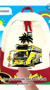 TAS SEKOLAH SD /TK MOTIF JET BUS KARAKTER KARTUN