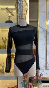 Mbell. bodysuit แขนยาวชีทรู เรย่อนเกรดA แต่งผ้าซีทรู มีกระดุมเป๊ก
